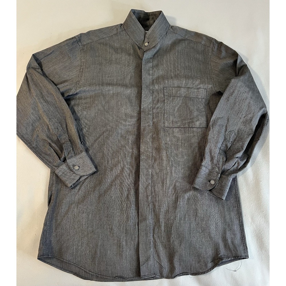 MAGA Made I'm Italy Dress Shirt‎ Sz 39 /15 1/2 Black Men's
